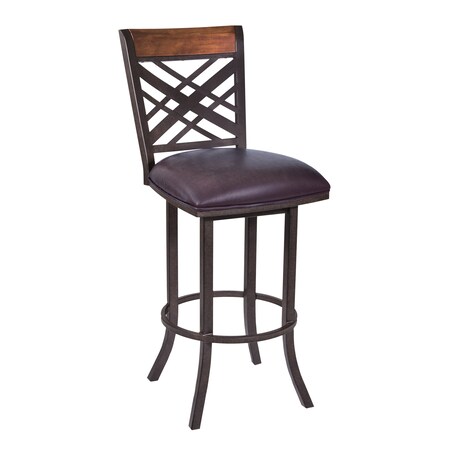 Armen Living Tahiti 26" Barstool in Auburn Bay finish with Brown Pu upholstery LCTA26BABR